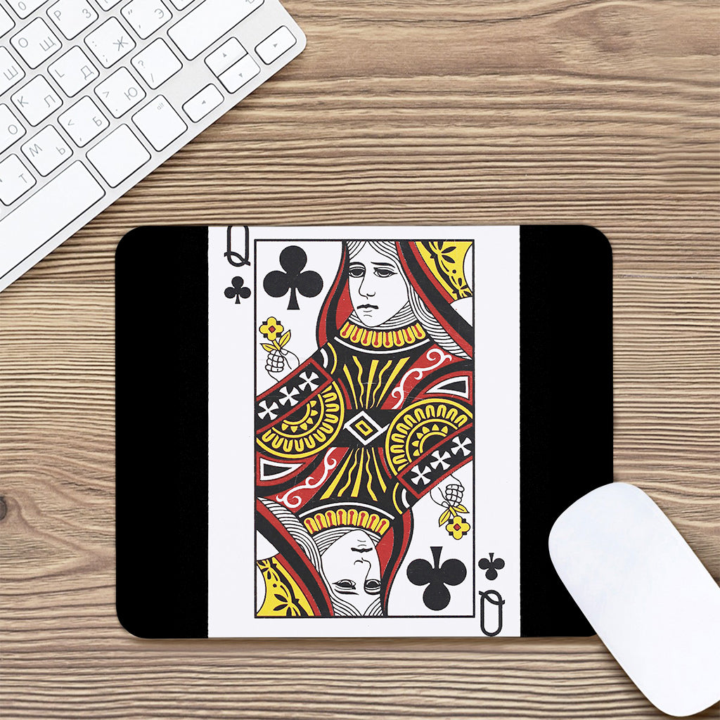 Queen Of Clubs Playing Card Print Mouse Pad