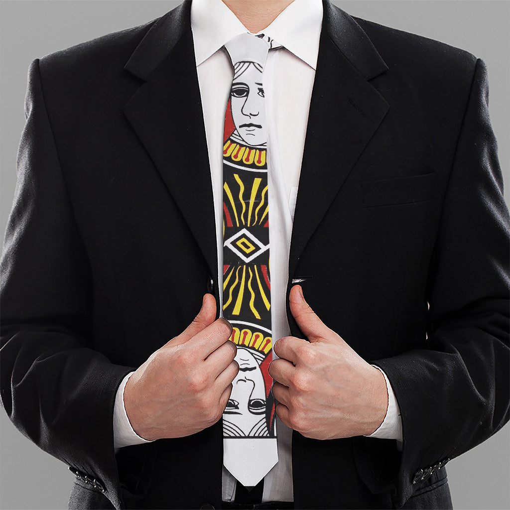 Queen Of Clubs Playing Card Print Necktie