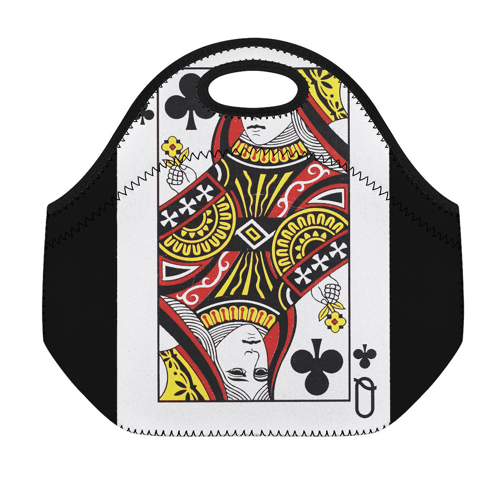Queen Of Clubs Playing Card Print Neoprene Lunch Bag