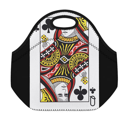 Queen Of Clubs Playing Card Print Neoprene Lunch Bag