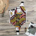 Queen Of Clubs Playing Card Print One Shoulder Bodysuit