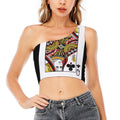 Queen Of Clubs Playing Card Print One Shoulder Crop Top