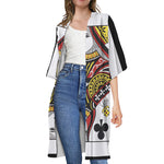 Queen Of Clubs Playing Card Print Open Front Beach Cover Up