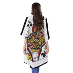 Queen Of Clubs Playing Card Print Open Front Beach Cover Up