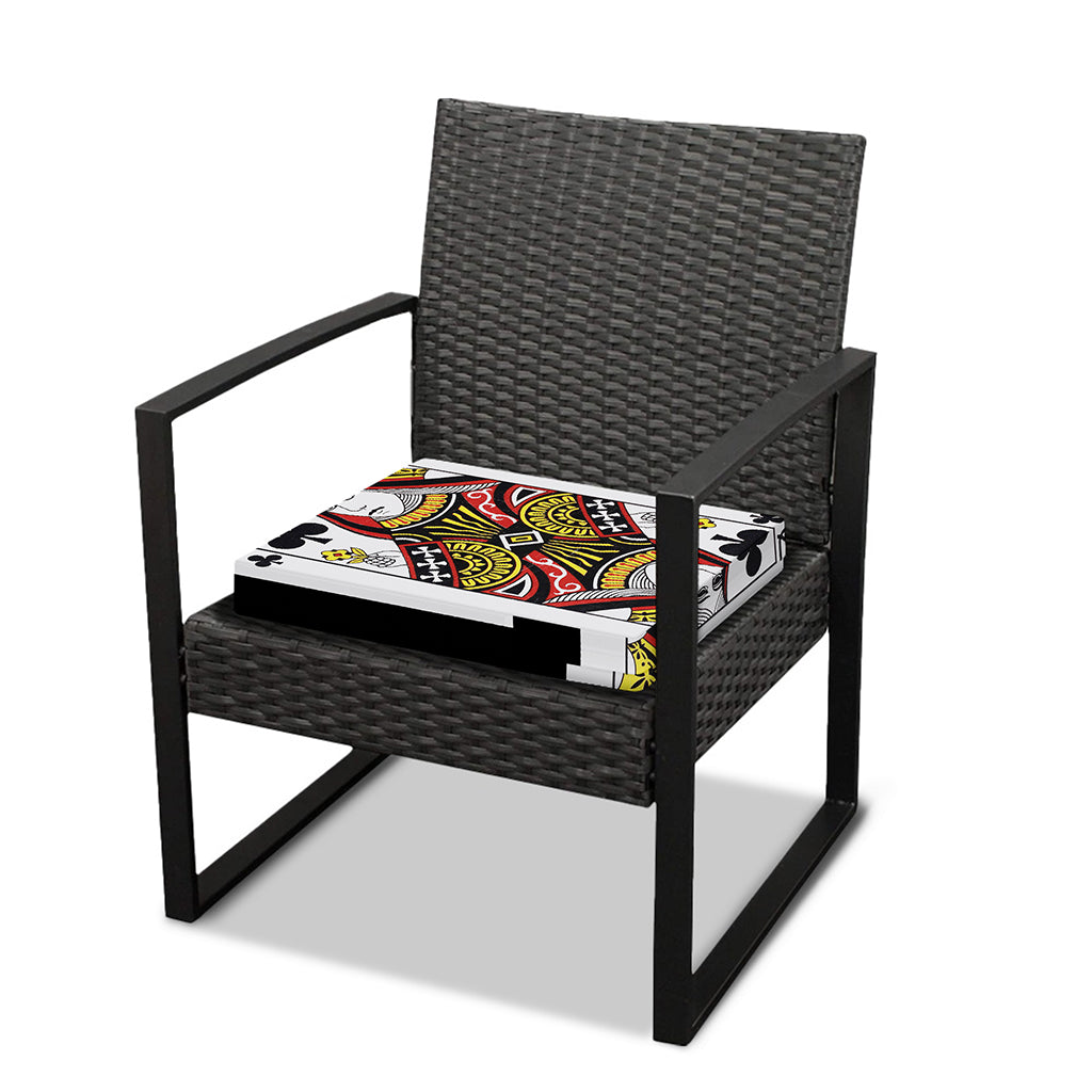 Queen Of Clubs Playing Card Print Outdoor Seat Cushion Cover