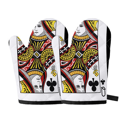 Queen Of Clubs Playing Card Print Oven Mitts