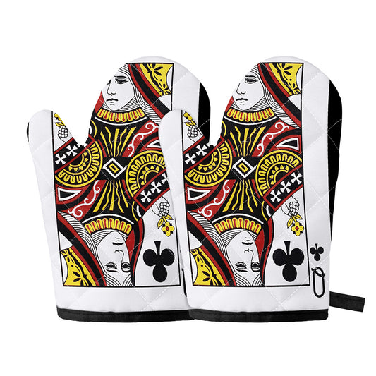 Queen Of Clubs Playing Card Print Oven Mitts