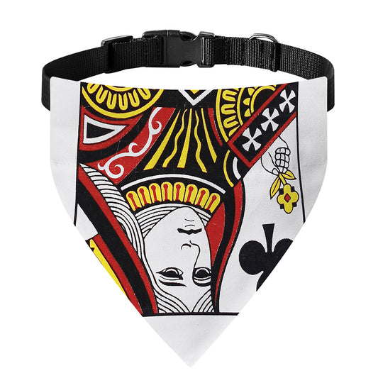 Queen Of Clubs Playing Card Print Over The Collar Dog Bandana