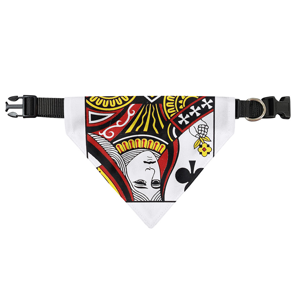 Queen Of Clubs Playing Card Print Over The Collar Dog Bandana