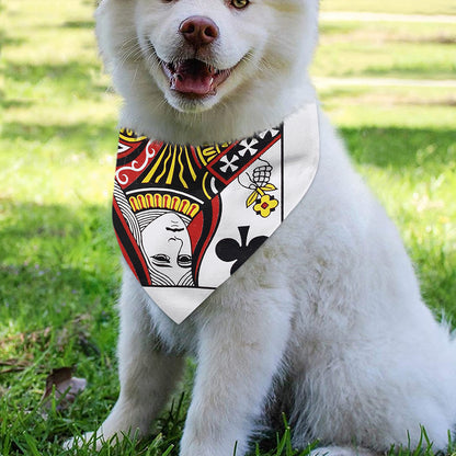 Queen Of Clubs Playing Card Print Over The Collar Dog Bandana