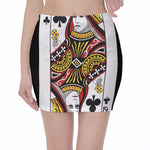 Queen Of Clubs Playing Card Print Pencil Mini Skirt