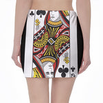 Queen Of Clubs Playing Card Print Pencil Mini Skirt