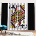 Queen Of Clubs Playing Card Print Pencil Pleat Curtains