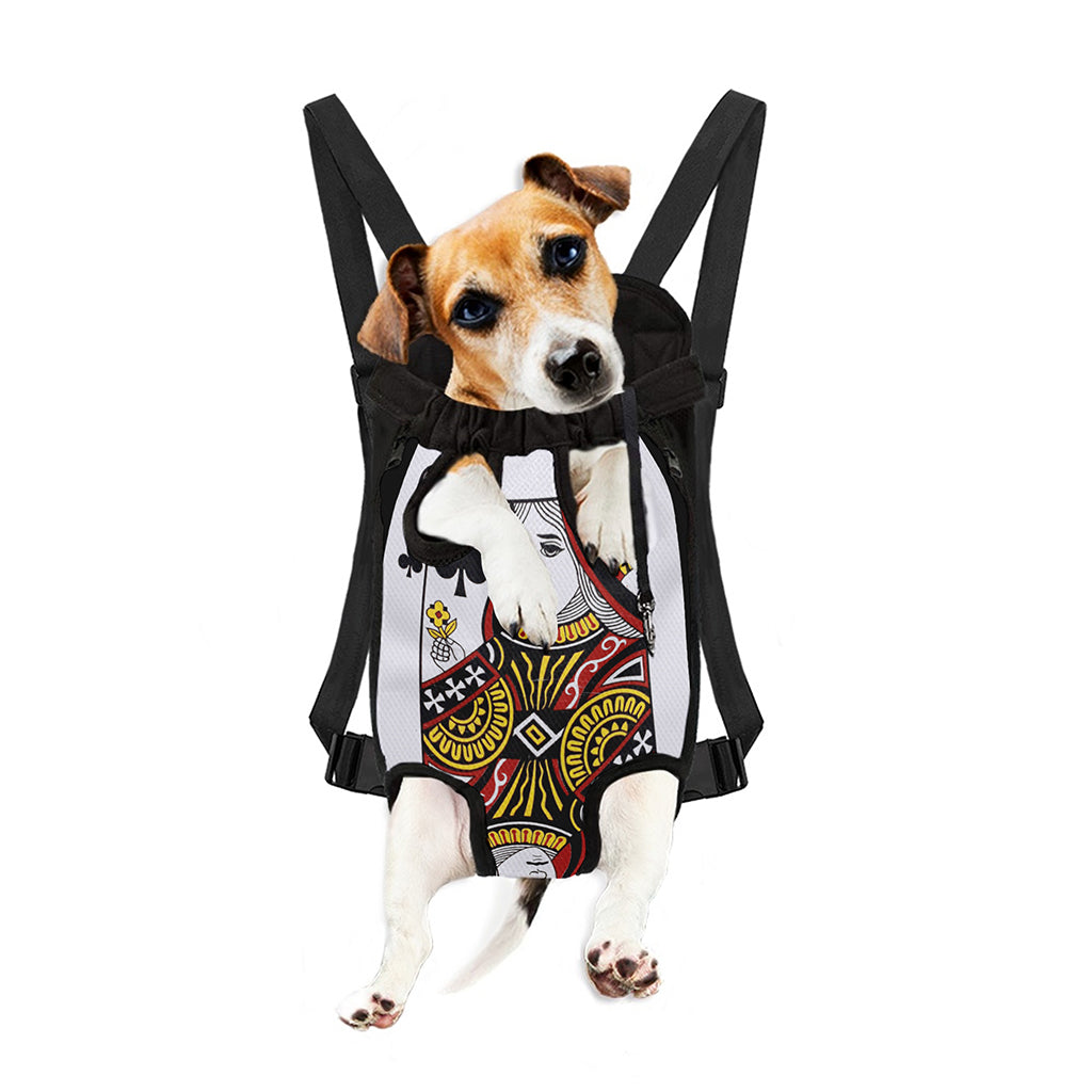 Queen Of Clubs Playing Card Print Pet Carrier Backpack