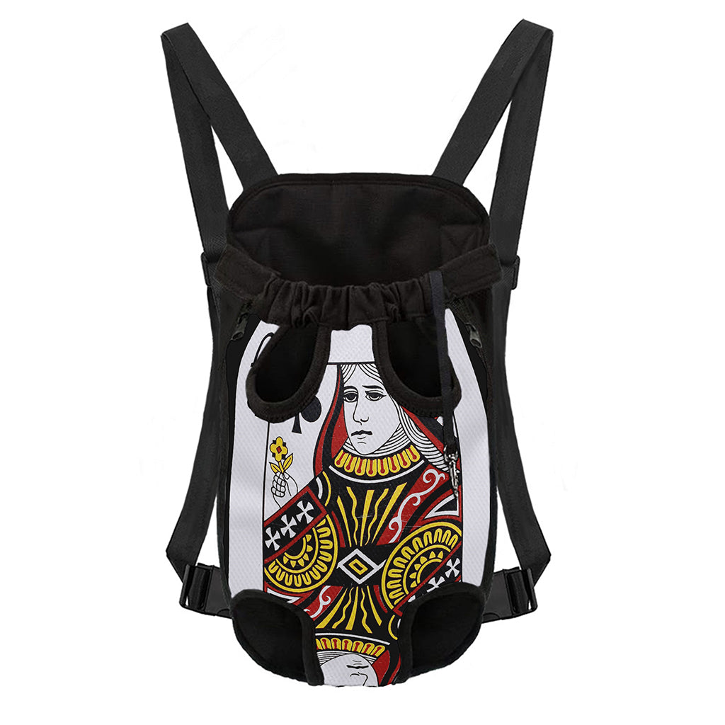 Queen Of Clubs Playing Card Print Pet Carrier Backpack