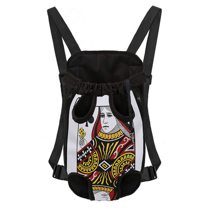 Queen Of Clubs Playing Card Print Pet Carrier Backpack