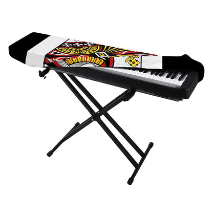 Queen Of Clubs Playing Card Print Piano Keyboard Cover