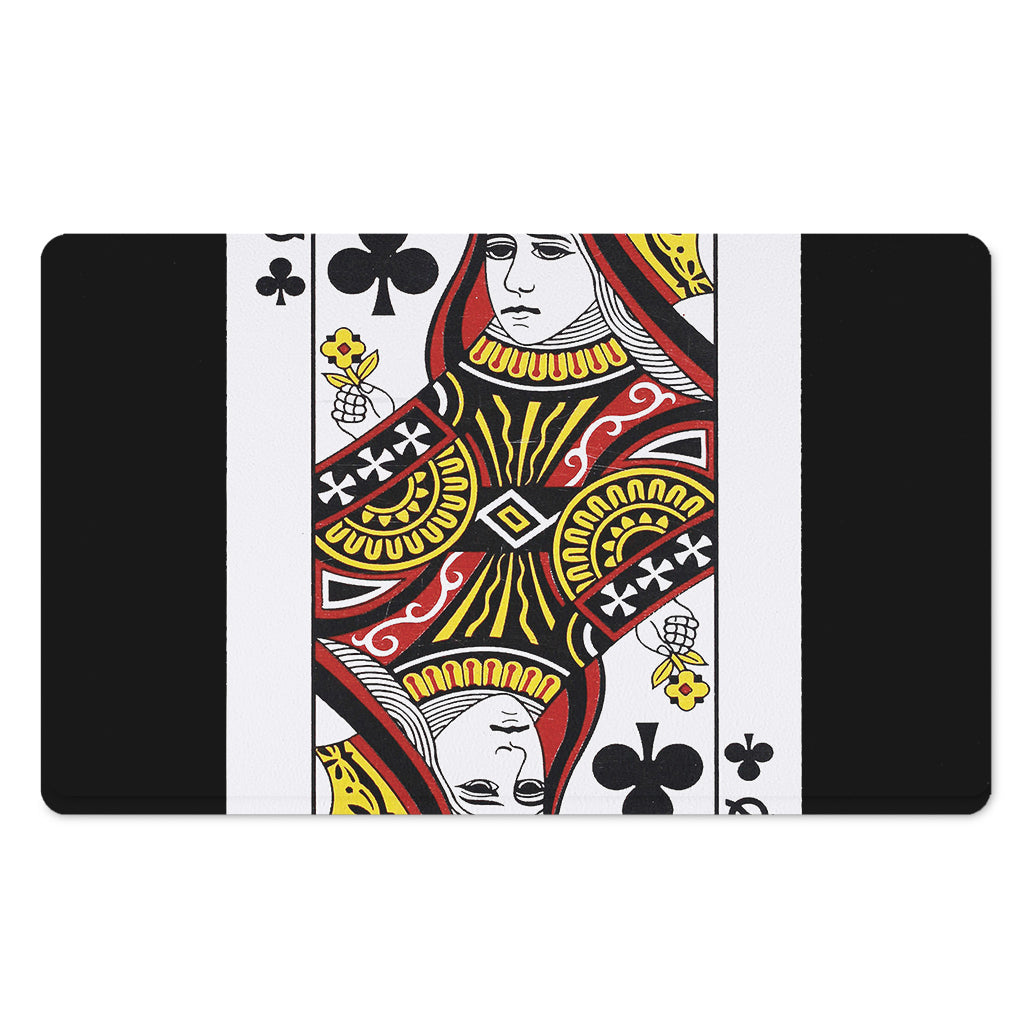 Queen Of Clubs Playing Card Print Polyester Doormat