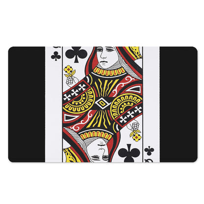 Queen Of Clubs Playing Card Print Polyester Doormat