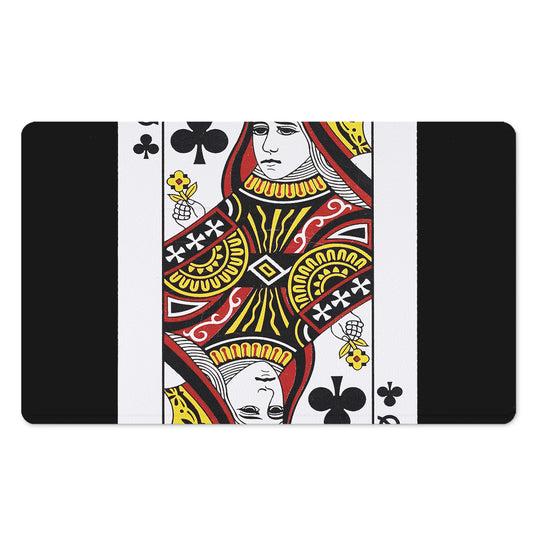 Queen Of Clubs Playing Card Print Polyester Doormat