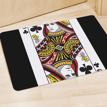 Queen Of Clubs Playing Card Print Polyester Doormat
