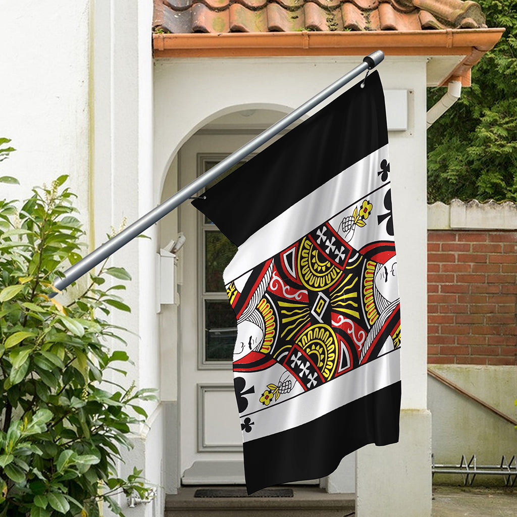 Queen Of Clubs Playing Card Print Polyester Flag