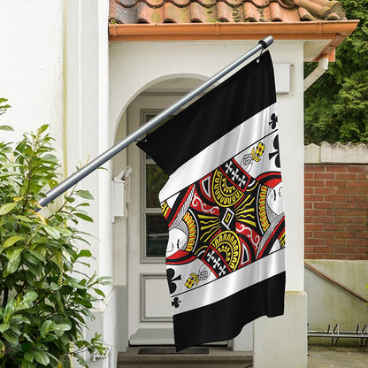 Queen Of Clubs Playing Card Print Polyester Flag
