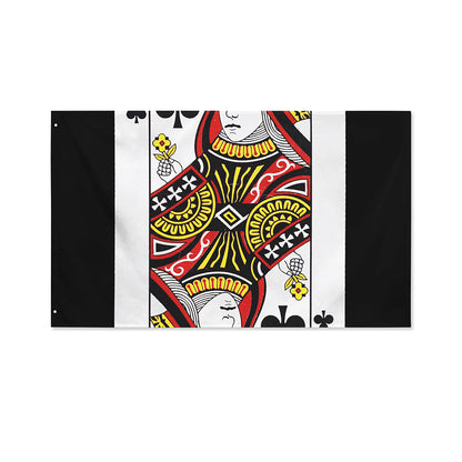 Queen Of Clubs Playing Card Print Polyester Flag