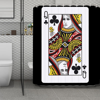 Queen Of Clubs Playing Card Print Polyester Shower Curtain