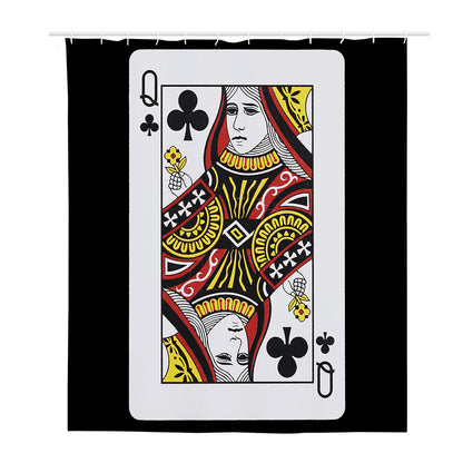 Queen Of Clubs Playing Card Print Polyester Shower Curtain