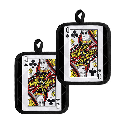 Queen Of Clubs Playing Card Print Pot Holders