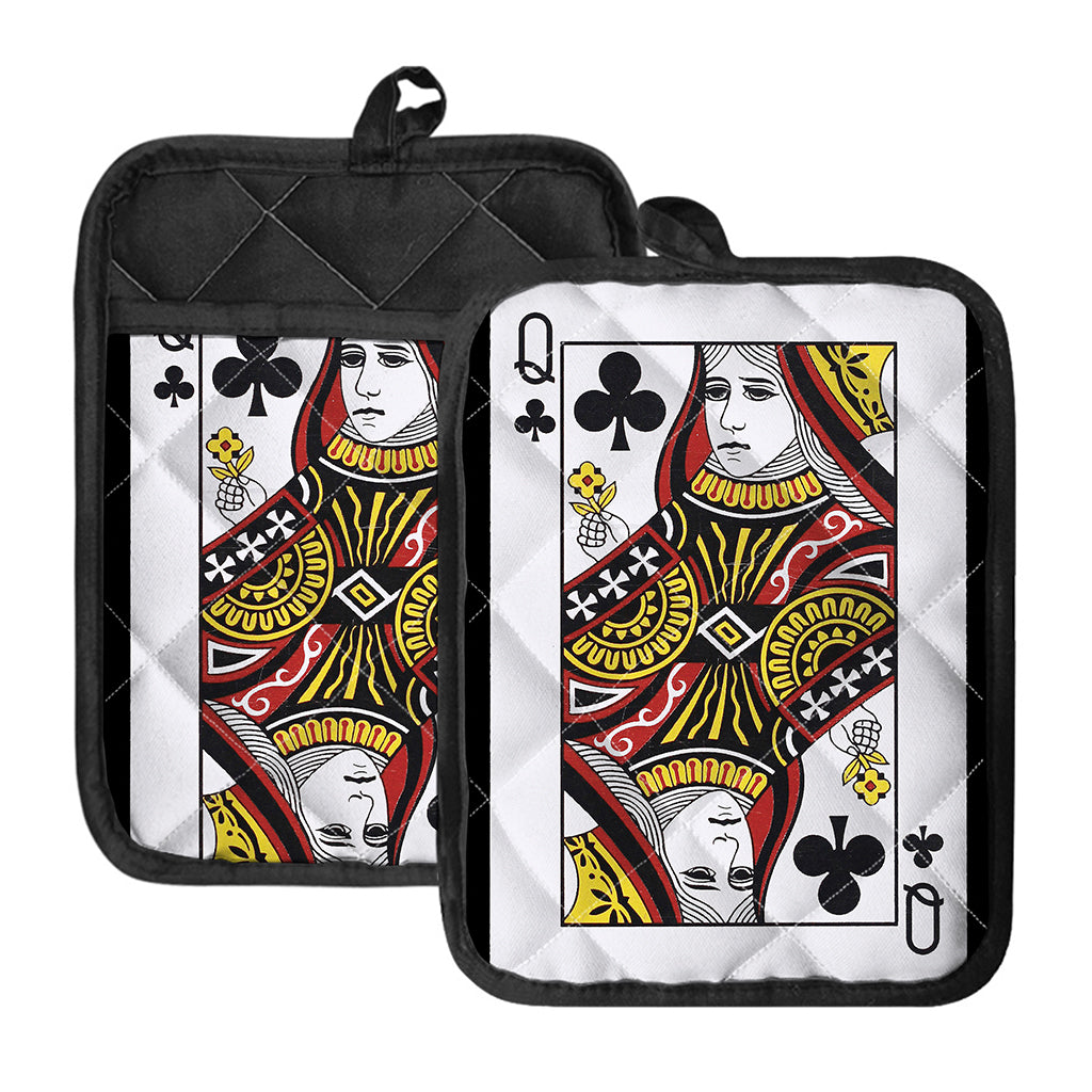 Queen Of Clubs Playing Card Print Pot Holders With Pocket