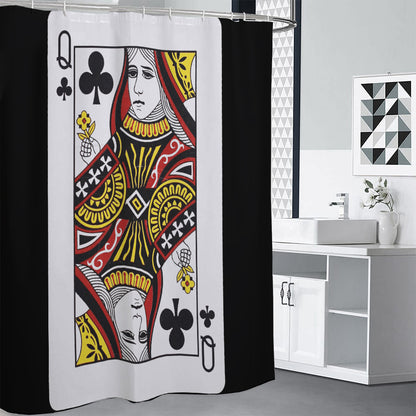 Queen Of Clubs Playing Card Print Premium Shower Curtain