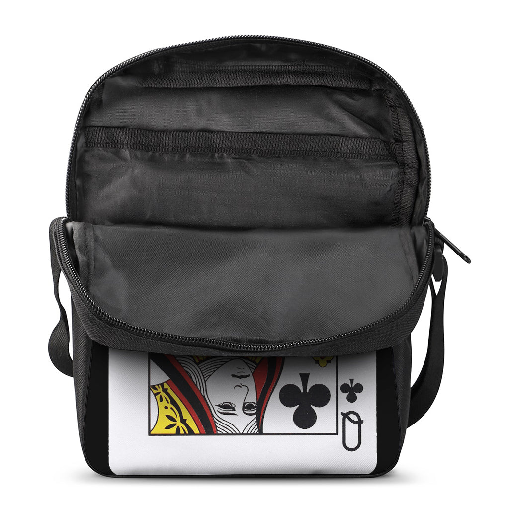 Queen Of Clubs Playing Card Print Rectangular Crossbody Bag