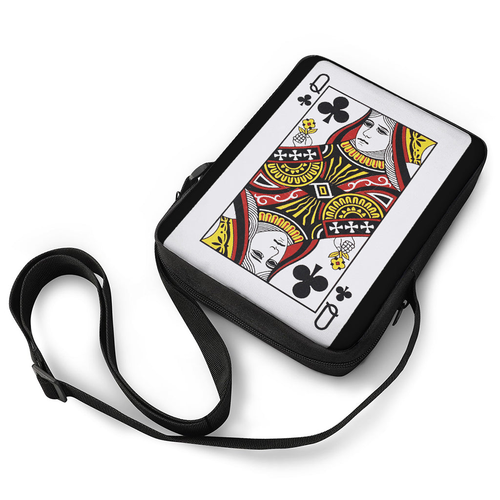Queen Of Clubs Playing Card Print Rectangular Crossbody Bag