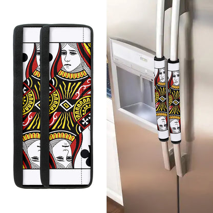 Queen Of Clubs Playing Card Print Refrigerator Handle Covers