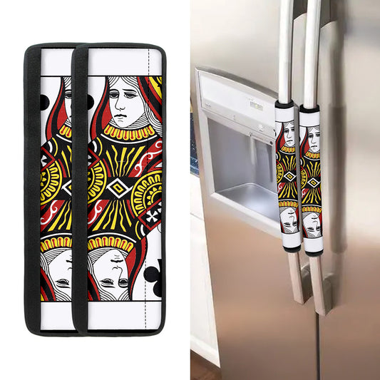 Queen Of Clubs Playing Card Print Refrigerator Handle Covers