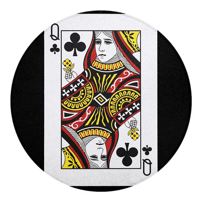 Queen Of Clubs Playing Card Print Round Blanket