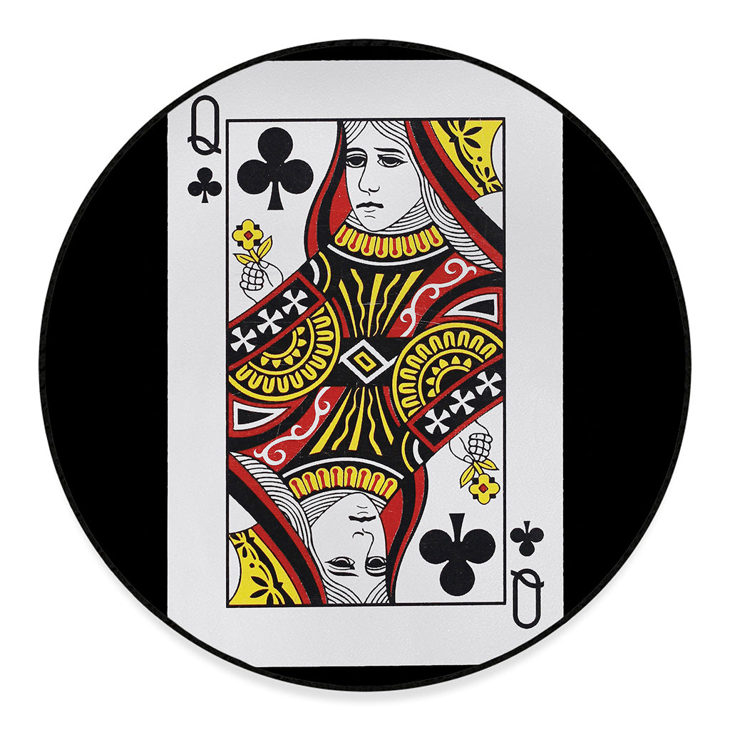 Queen Of Clubs Playing Card Print Round Floor Mat