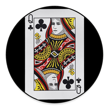 Queen Of Clubs Playing Card Print Round Floor Mat