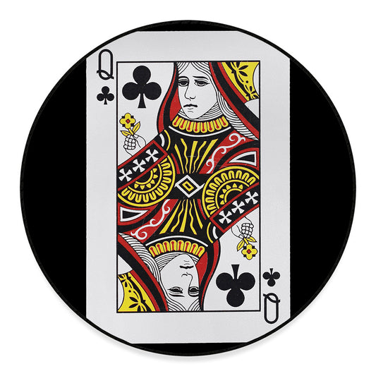 Queen Of Clubs Playing Card Print Round Floor Mat