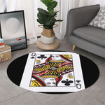 Queen Of Clubs Playing Card Print Round Rug