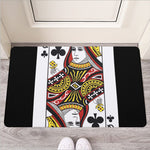 Queen Of Clubs Playing Card Print Rubber Doormat