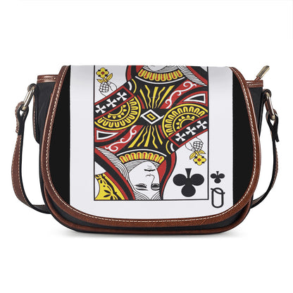 Queen Of Clubs Playing Card Print Saddle Bag