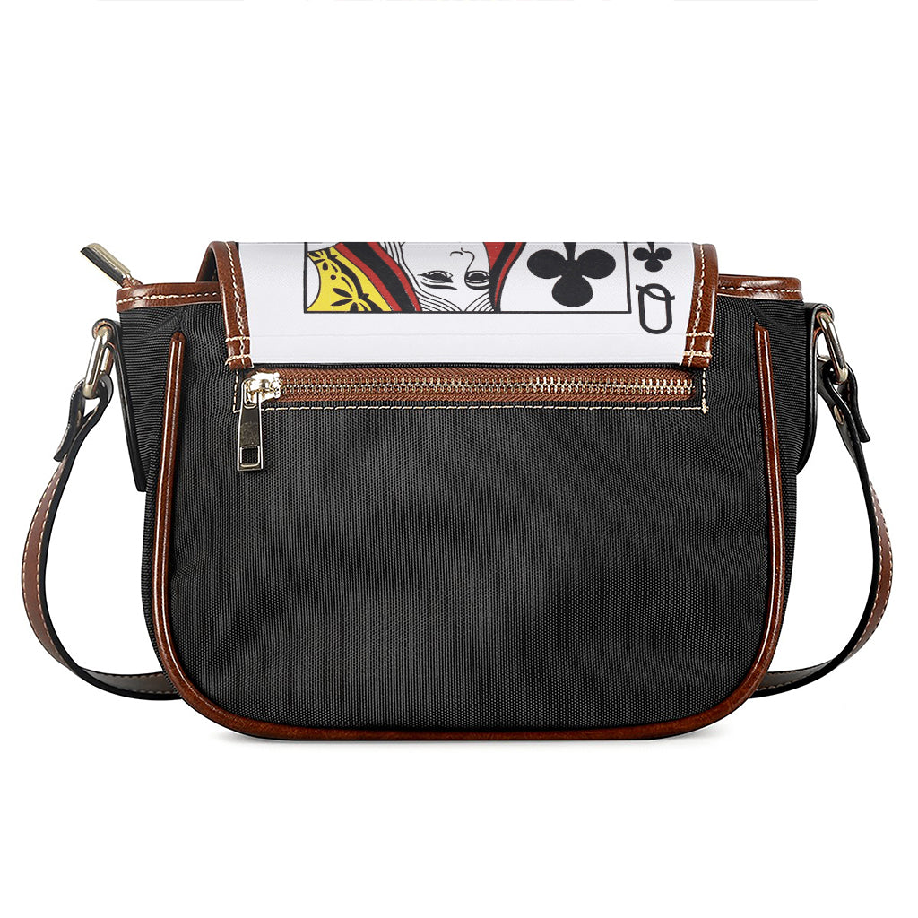 Queen Of Clubs Playing Card Print Saddle Bag