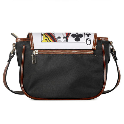 Queen Of Clubs Playing Card Print Saddle Bag