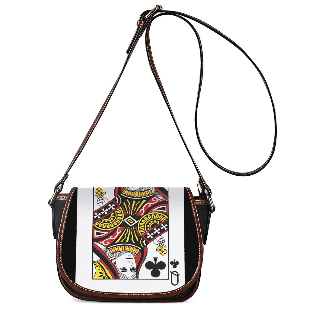 Queen Of Clubs Playing Card Print Saddle Bag