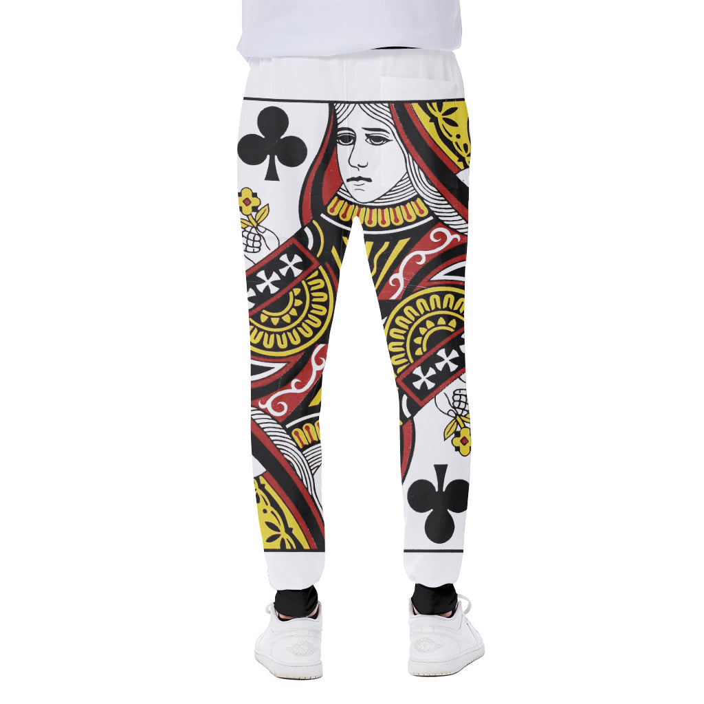 Queen Of Clubs Playing Card Print Scuba Joggers