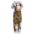 Queen Of Clubs Playing Card Print Short Sleeve Long Nightdress