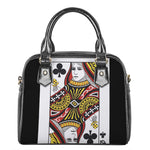 Queen Of Clubs Playing Card Print Shoulder Handbag
